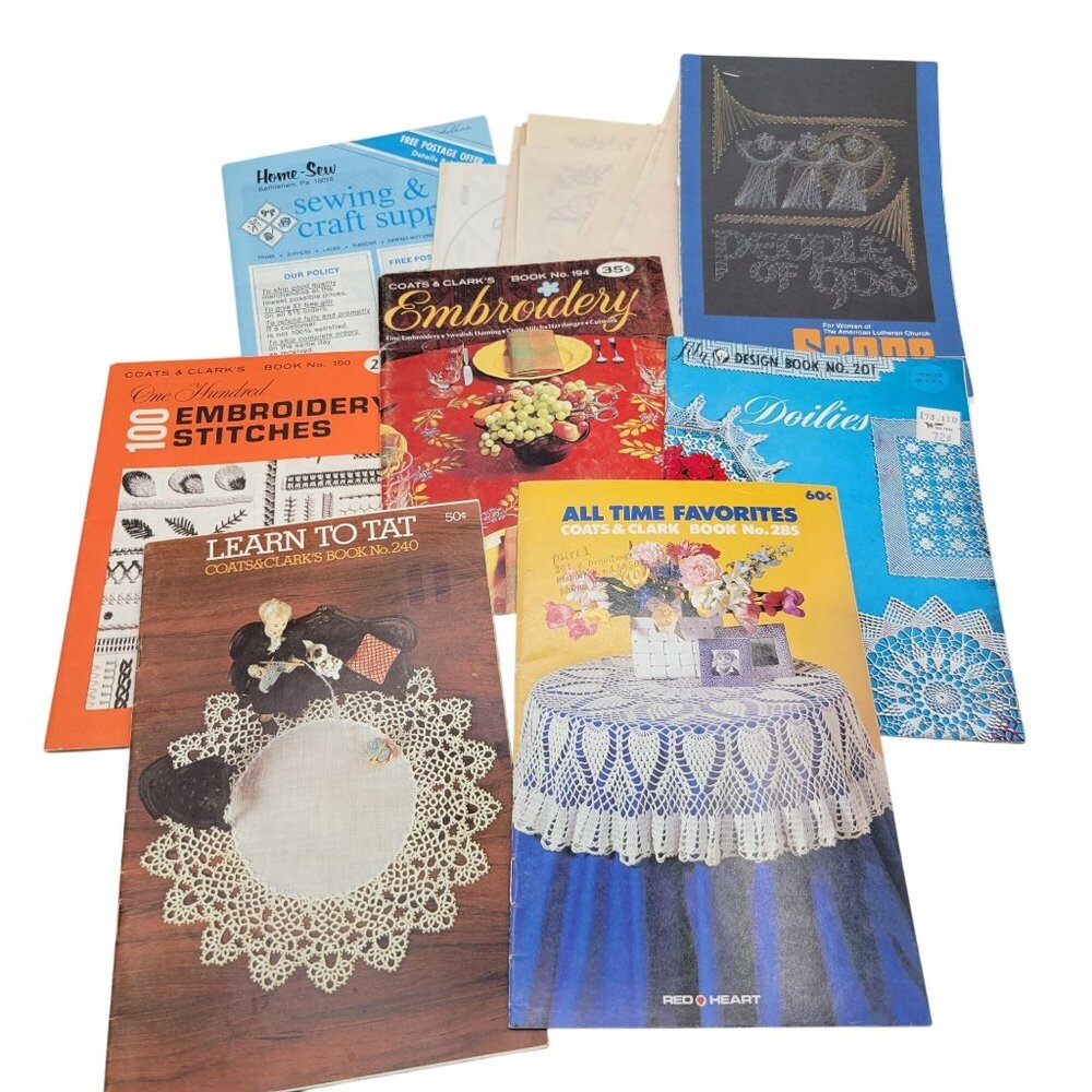 Vintage Coats & Clark Crochet Embroidery Tatting Patterns 1964-1980 Assorted Lot